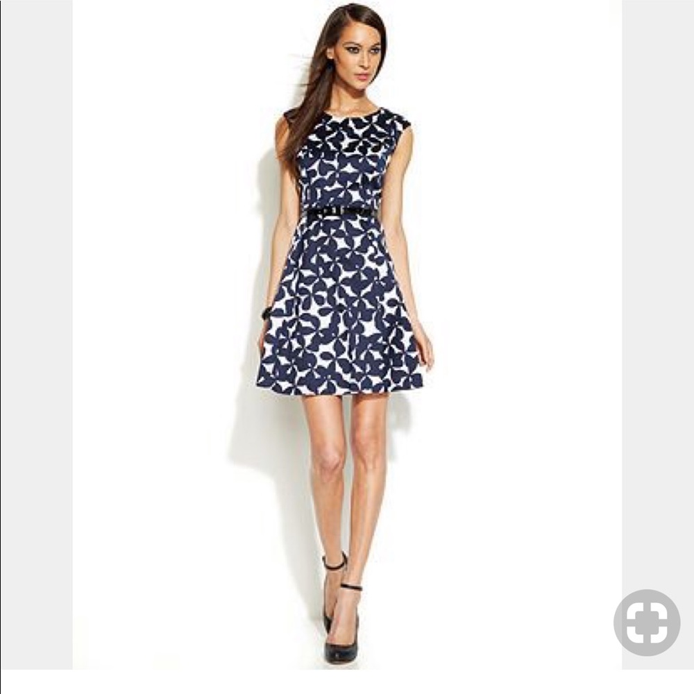 NEW WITH TAGS*~ INC. Printed Belted A-line dress